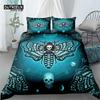 Gothic Skull Bedding Set Decorative Death Moth And Flowers Print Duvet Cover Personalized Skeleton Bones Butterfly Pillowcases