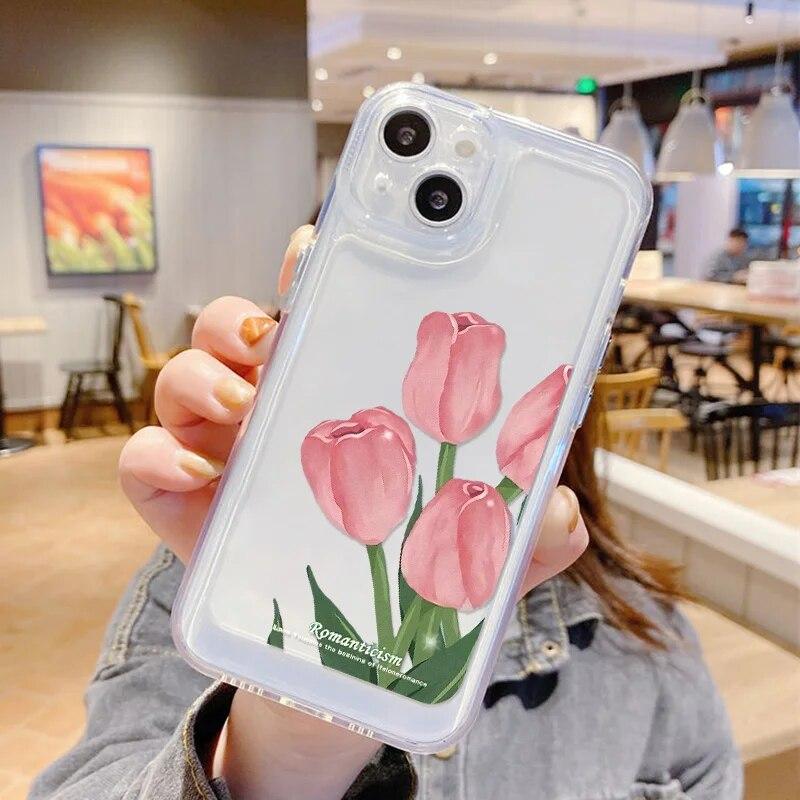 Мягкий милый чехол с цветочным рисунком для iPhone 11, чехол для iPhone 13 15 12 14 Pro Max XS X XR 7 8 SE, противоударный прозрачный эстетический чехол