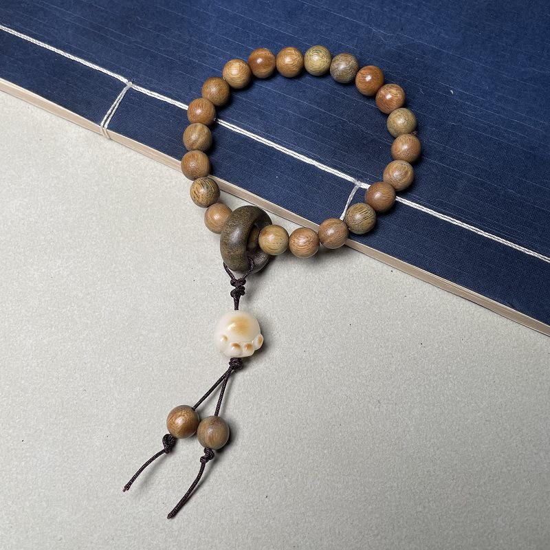 Браслет из 108 бусин из аргентинского зеленого сандала для мужчин и женщин - ручная работа, буддийская нить с прямым волокном.