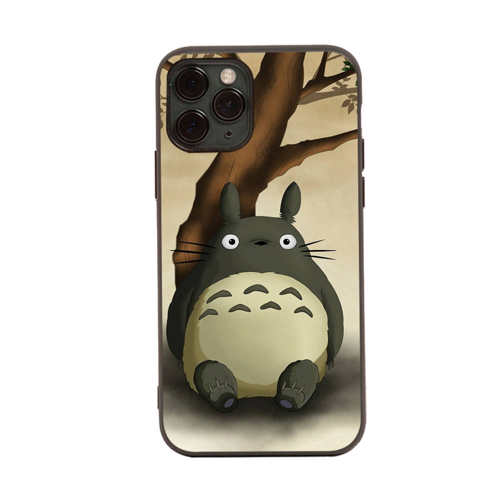 Чехол для iPhone 16 15 Plus 14 13 12 11 Pro 8 7 6S 6 SE 5S X XR XS Max Realme C30 C33 C31 9I Black Sofe Cover WI53 Totoro