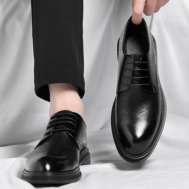 Летние полые новые кожаные туфли мужские деловые туфли британские мужские туфли пригородный стиль с костюмом кожаные туфли