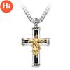 Привет изысканное модное двухцветное ожерелье с подвеской в ​​виде креста Иисуса мужское ожерелье в стиле ретро