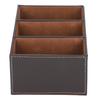 Desk Faux Leather Storage Box Stationery Organizer MultiFunction Supplies Coffee Color 3 Grid