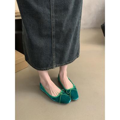 Французский темперамент замшевые туфли с мелким горлом женские весенние и осенние новые корейские версии нежные сказочные ветры одна педаль плоские шапочки туфли