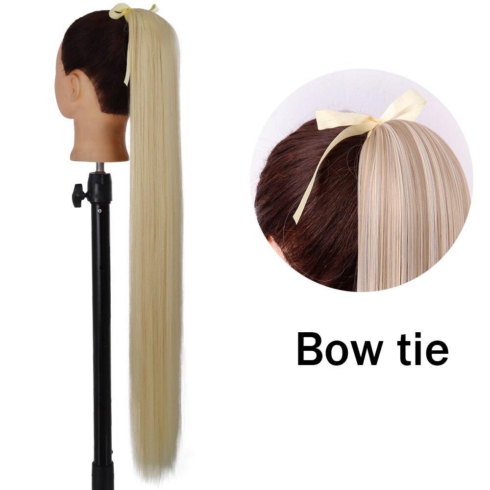 XINRAN Женский супер длинный прямой парик с хвостиком, красочный галстук-бабочка на липучке, наращивание волос с конским хвостом, синтетический термостойкий конский хвост