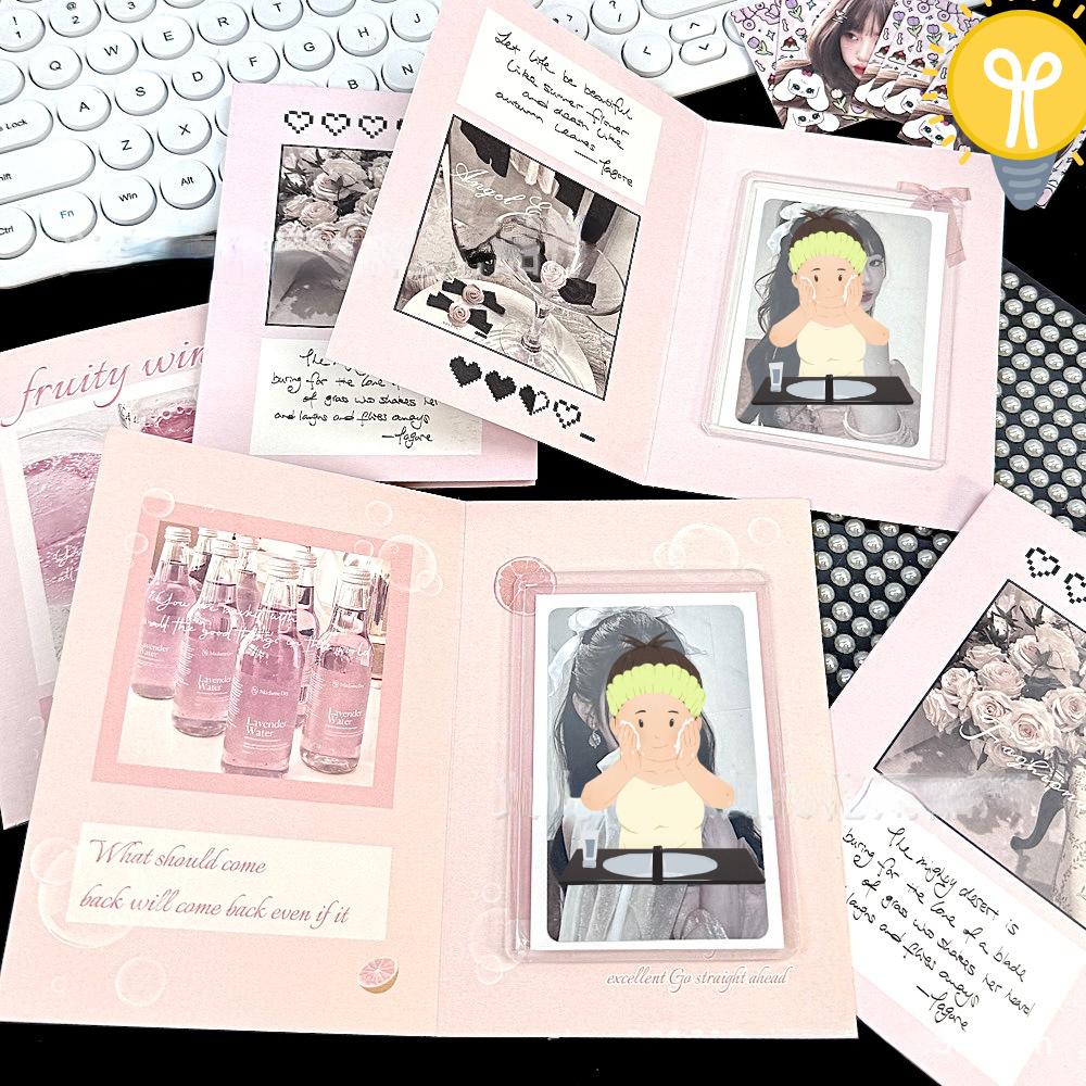 10 шт., милая розовая складная открытка, задняя часть Kpop Star, 3 дюйма, фотокарта, сделай сам, упаковочный материал, фиксированная доска для открыток Kawaii