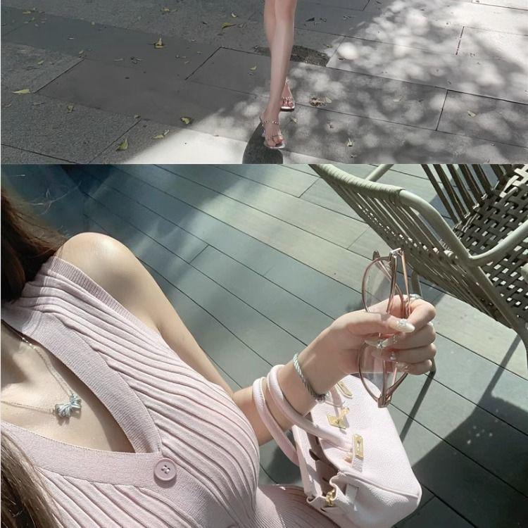 Элегантное платье-майка без рукавов из ледяного шелка с облегающим кроем для женщин