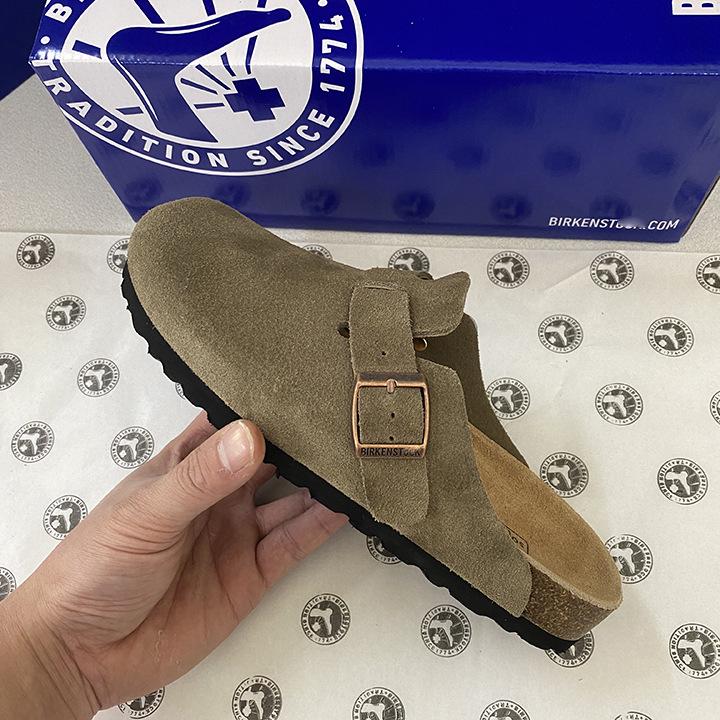 Унисекс BK Натуральная кожа Birkenstock Закрытый носок Ретро Мюли на пробковой подошве – Удобные и Универсальные.