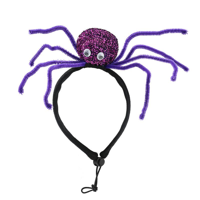 Хэллоуин Повязка на голову для питомца Слюнявчик Повязка на голову с пауком Фестиваль привидений Головной убор для собаки Косплей Украшения для собаки Праздничные аксессуары