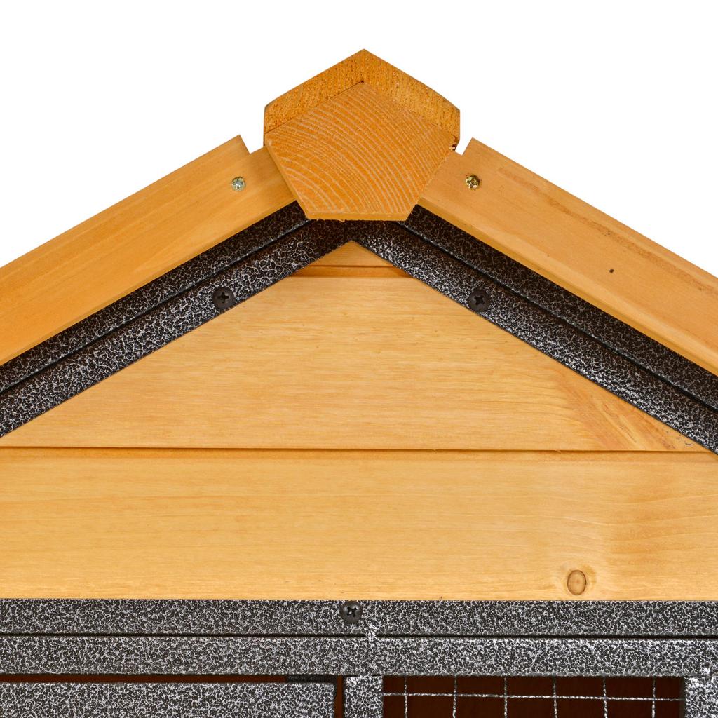 Small Animal Hutch with Run and Ramp 122 cm x 63 cm x 92 cm Fir Wood Metal Light Yellow+Dark Grey