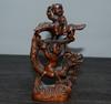 China Natural Boxwood Carved Exquisite Dragon Phoenix Children Statue Home Decor
