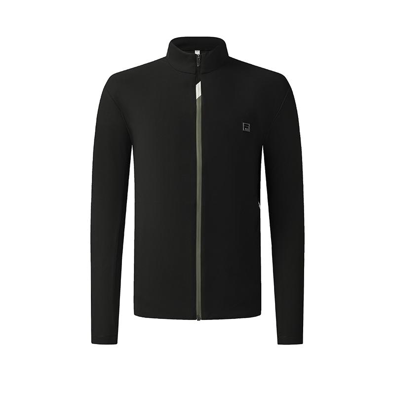 Fila Golf Series Casual Sports Classic Versatile Elastic Warm Slim Fit Stand Collar Knitted Cardigan Jacket Men Jackets A11M545502FBK