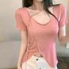 T Shirt Women Summer Oversize V Neck Casual Top With Embroidery For Daily Wear