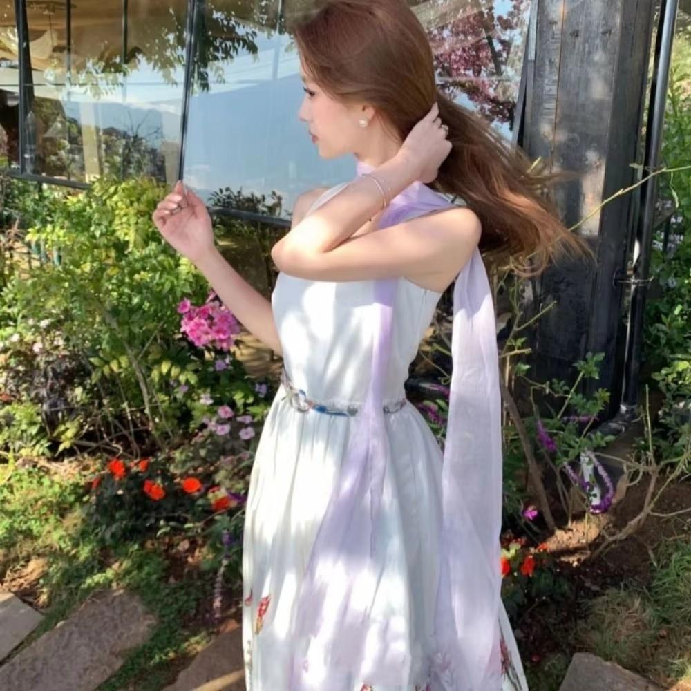 Soft Chiffon Silk Scarf Thin Long Ribbon Neckerchief Elegant Ribbon Scarf For Women