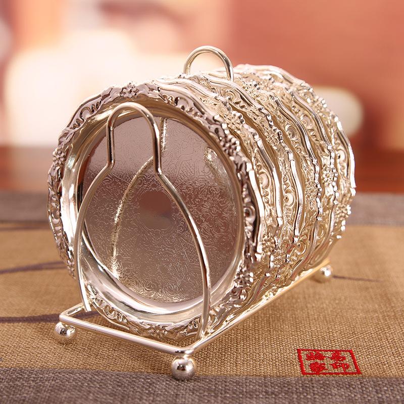 Европейский ретро посеребренный позолоченный металлический подстаканник теплоизоляционная подставка узор креативный японский чайный коврик тарелка для закусок мозаичная тарелка