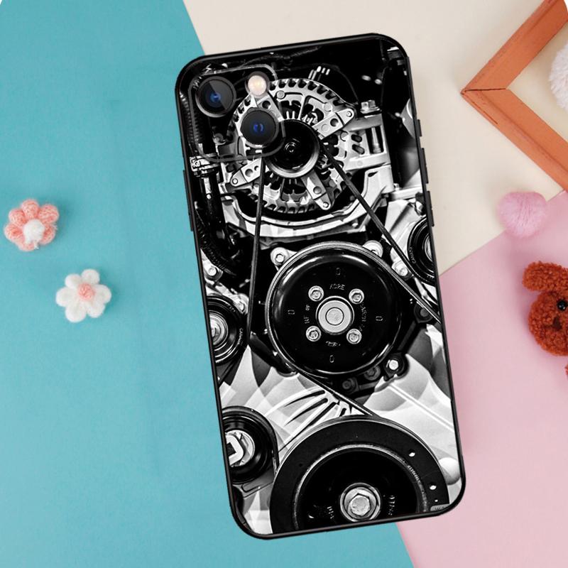 Mechanical Engines Phone Case For iPhone 16 15 14 12 11 13 Pro Max Plus Mini XR 16e Funda Silicone Back Cover