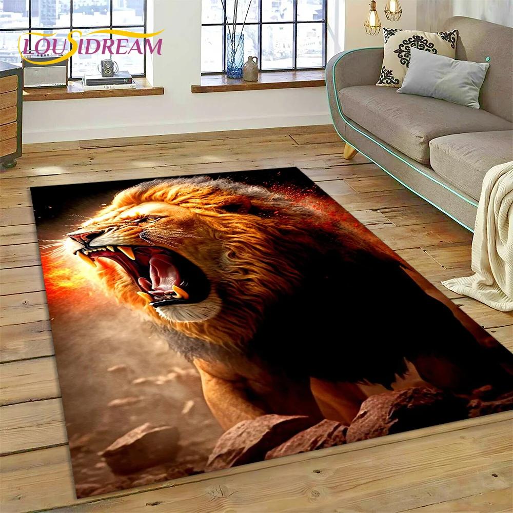 3D зверь, тигр, лев, животное, дикая природа, мультяшный ковер, ковер для дома, гостиной, спальни, дивана, коврик для двери, декор, детский коврик, нескользящий коврик