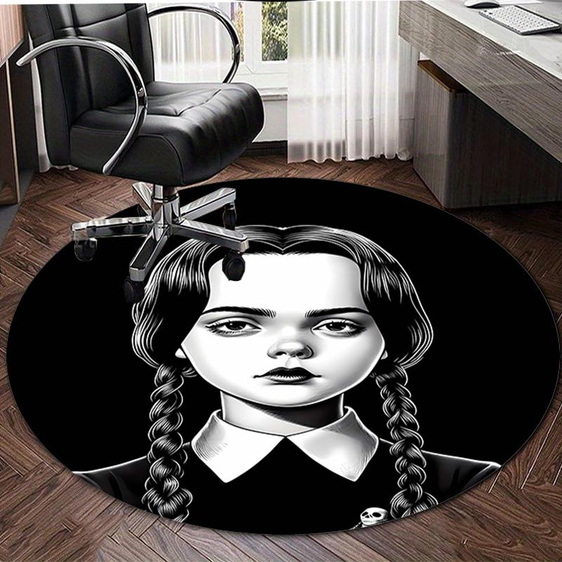 1pc Addams Family Wednesday1 Design Printed Area Round Carpet for Bedroom Living Room Home Decor Rugs Mat Non Slip Mat Rug for Bedside