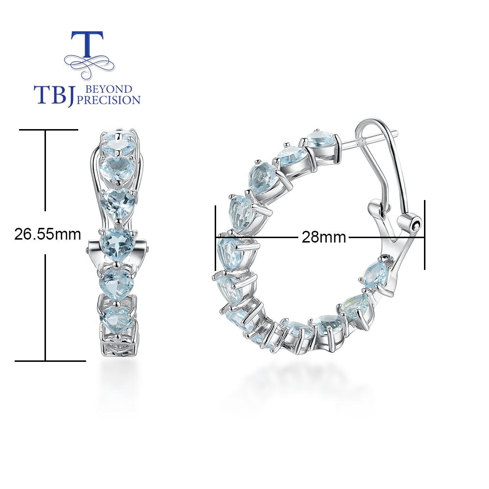 Модный вид Сердце 4 мм Серебряные серьги-кольца натуральный гранат небесно-голубой топаз романтические украшения подарок серебро 925 пробы для женщин