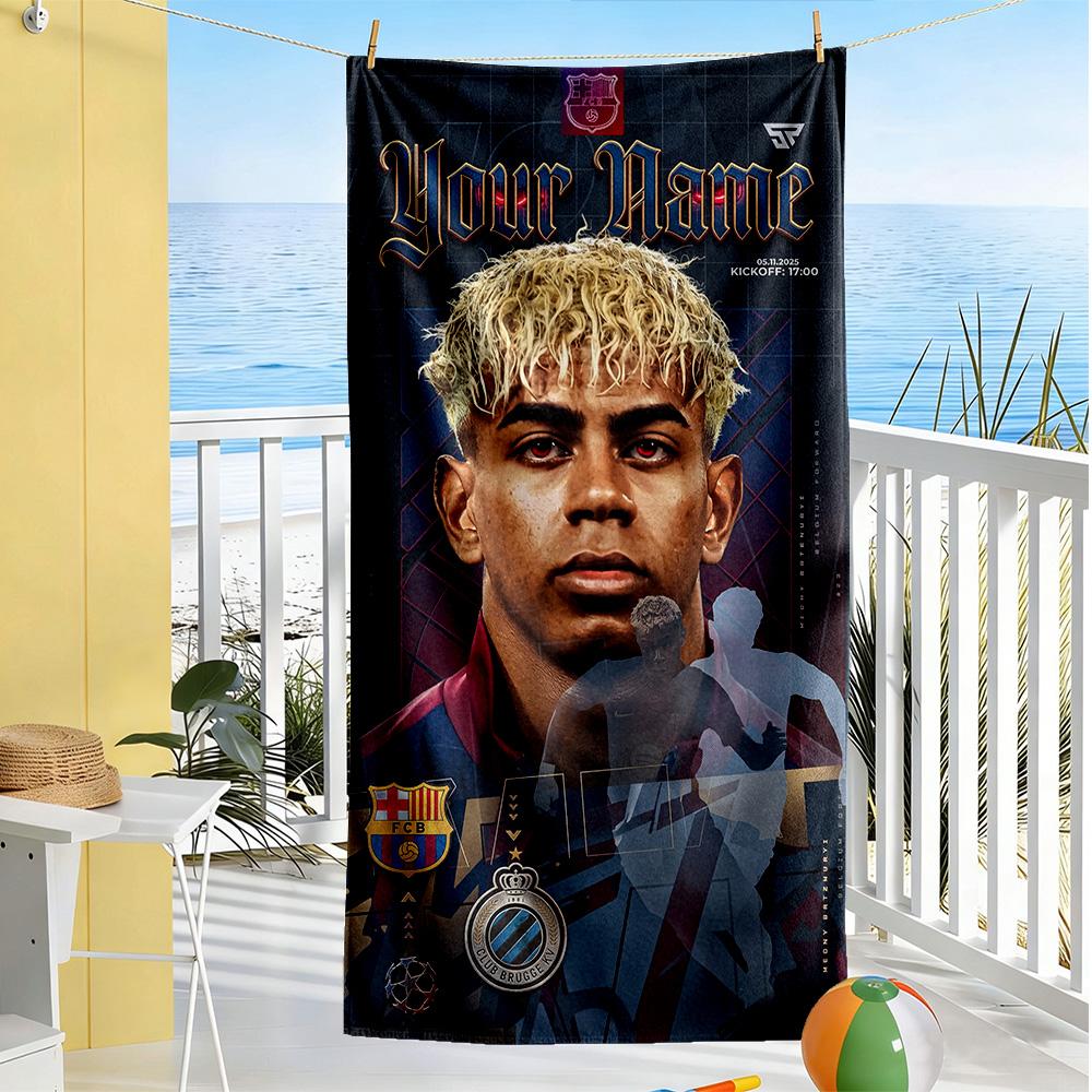 Lamin Yamal Personalized Text Beach Towel Super Soft Absorbent Suitable For Sports Travel Swimming Yoga Bathroom Beach And Pool