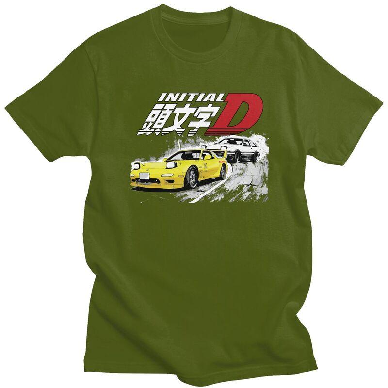 Мужская футболка на заказ Классический Аниме Initial D Дрифт-гонки Повседневная футболка Чистый хлопок Приталенная футболка Подарок