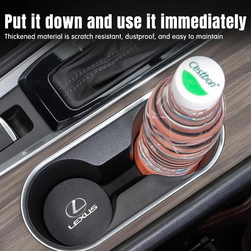 2Pcs Car Logo Coasters Leather Water Cup Non-Slip Mats For Lexus CT200h ES250 ES300h IS250 IS200 GS300 GS460 GX470 LS400 LX470 R