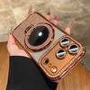 Gradient Glitter For Magsafe Magnetic Mirror Stand Holder Case For iPhone 13 14 15 16 17 Pro Max Bling Diamond Shockproof Cover
