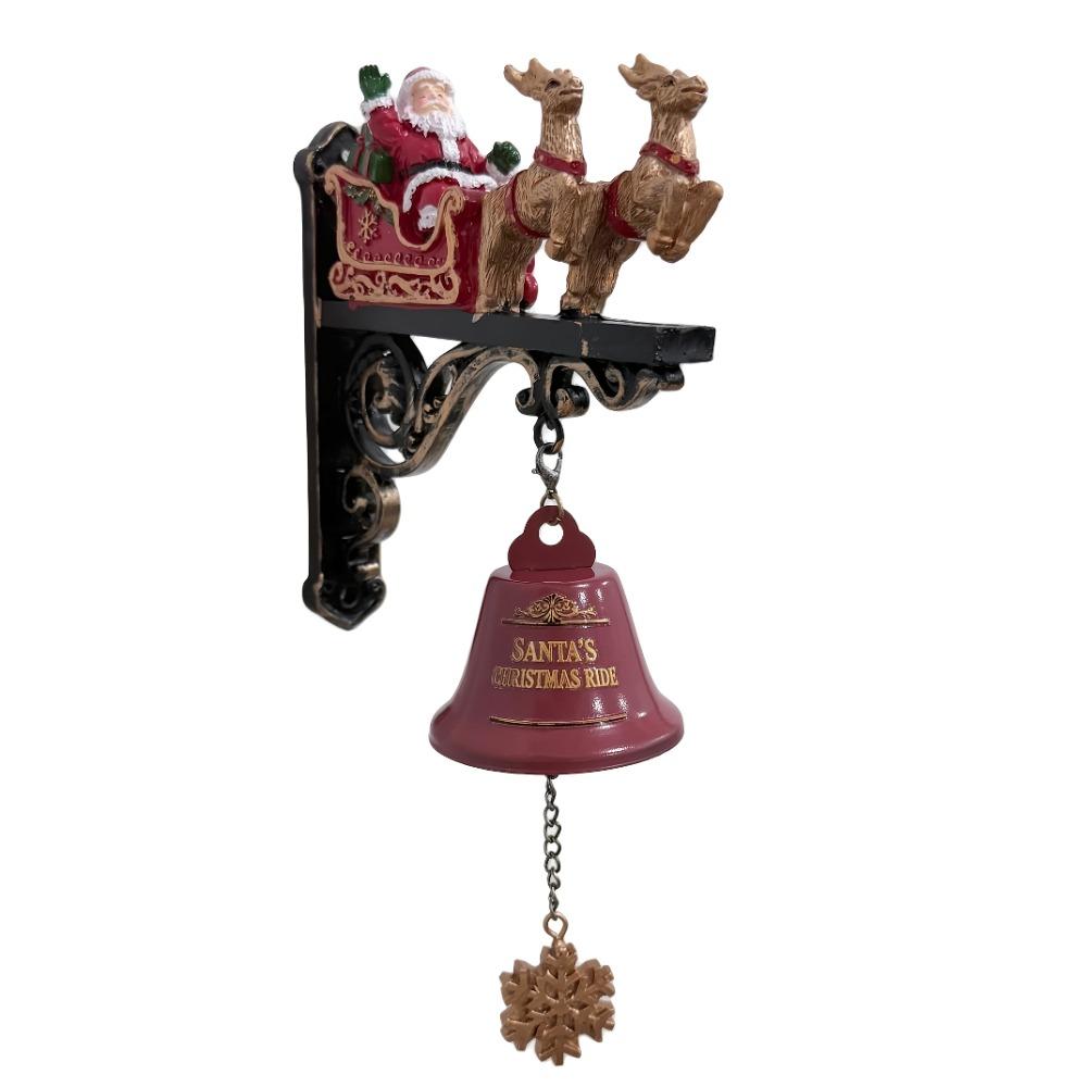Resin Crafts Christmas Bell Decorations Sounding Santa Claus Sleigh Reindeer Chimes Gift