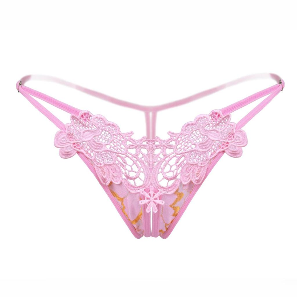 Erotic Panties Ladies Crotch Openning Underwear Sexy Embroidered Hollow Out Underpants See-Through Lingerie Hot Thongs