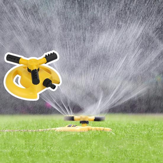Вращающийся на 360 градусов разбрызгиватель для газона, 3-рычажный дизайн, универсальная простая установка, более широкий охват, автоматический сад