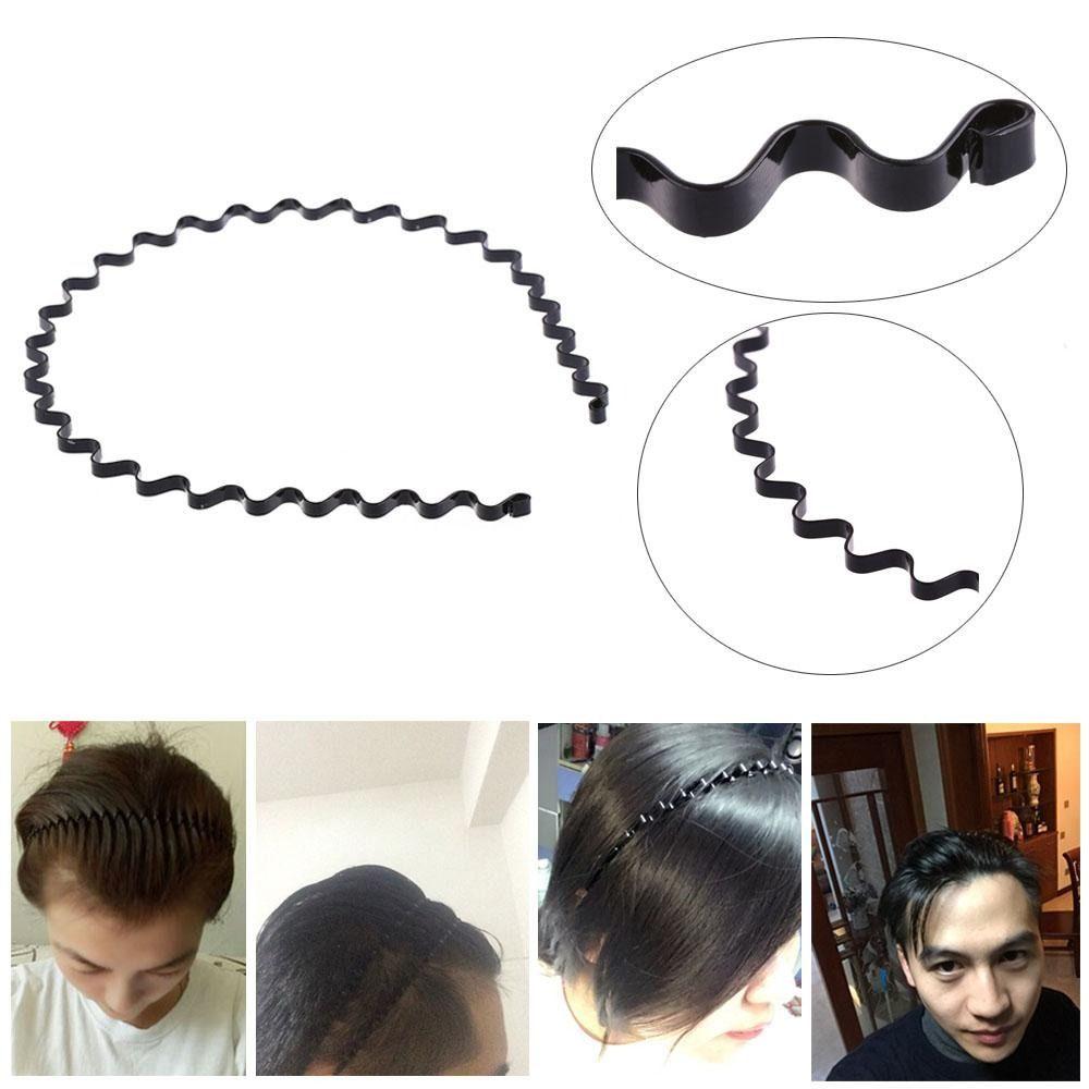 Унисекс Ободок Черный Металлический Волнистый Ободок для Волос