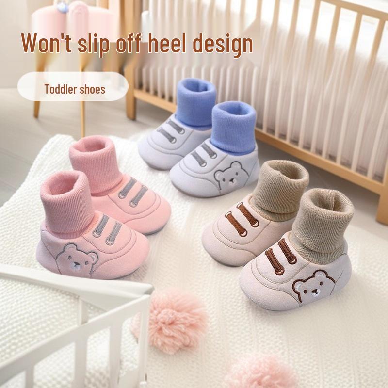 Мягкая подошва, первые шаги, нескользящие хлопковые детские туфли для 6-12 месяцев