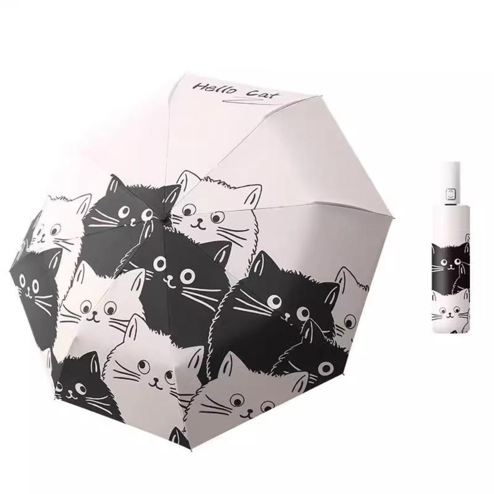 Cartoon Cat Automatic Umbrella Rain or Shine Cat Sun Protection Umbrella  for Women