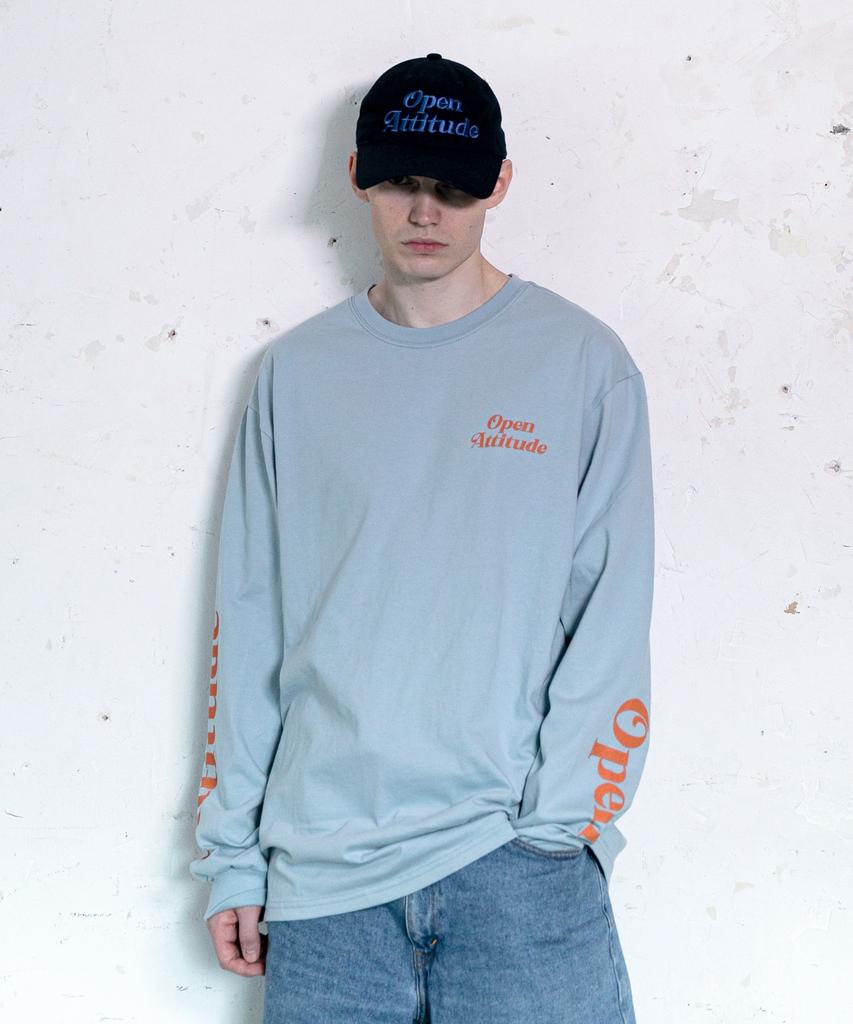 OPEN ATTITUDE Attitude Lettering Long Sleeve-Skyblue