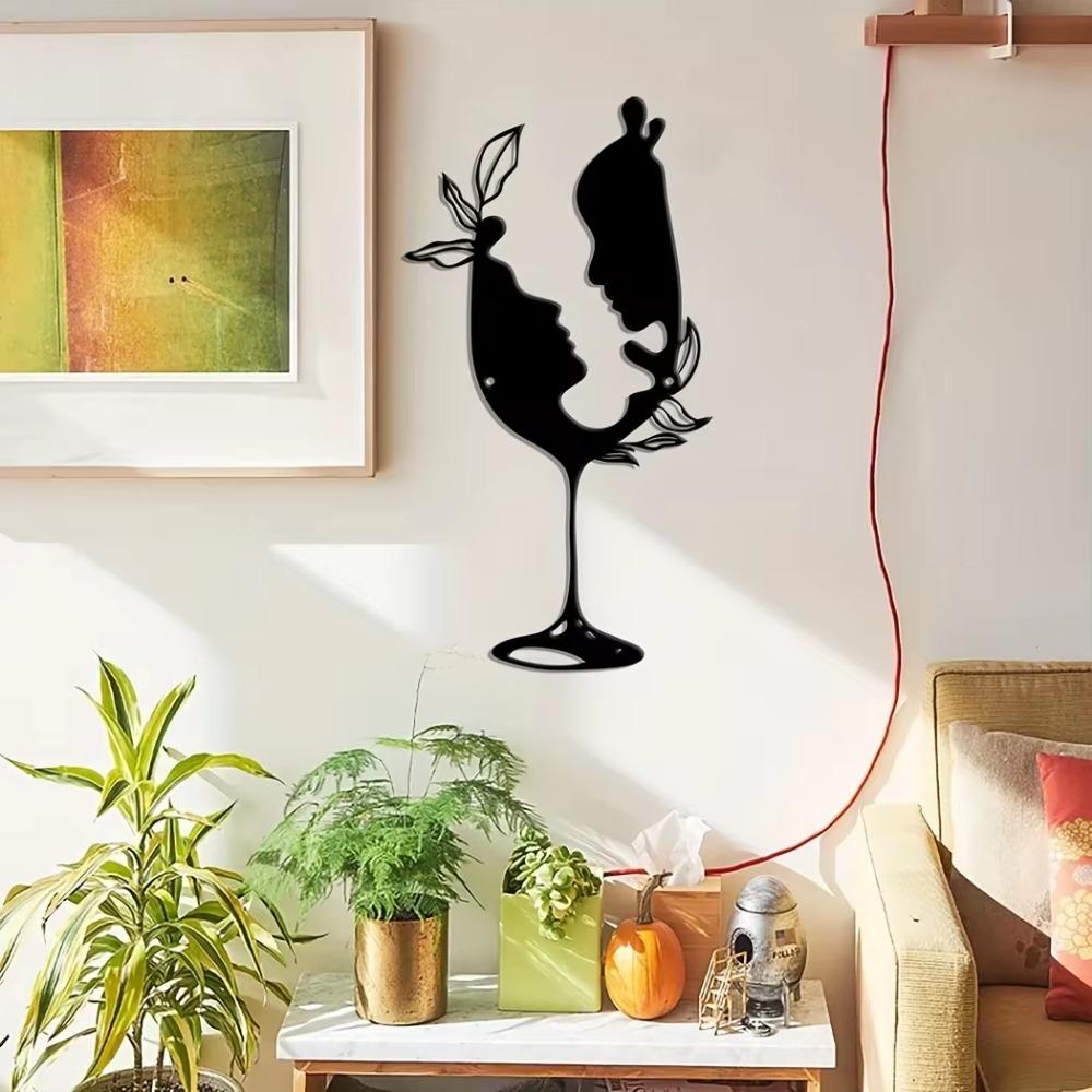 1 шт. Металлический настенный декор Женщина в стеклянном дизайне Элегантное линейное искусство Настенное искусство Стильное украшение для дома и комнаты Уникальное металлическое женское искусство