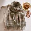 Новый ретро клетчатый шарф женский осенне-зимний средней длины теплый шарф модная универсальная шаль с бахромой