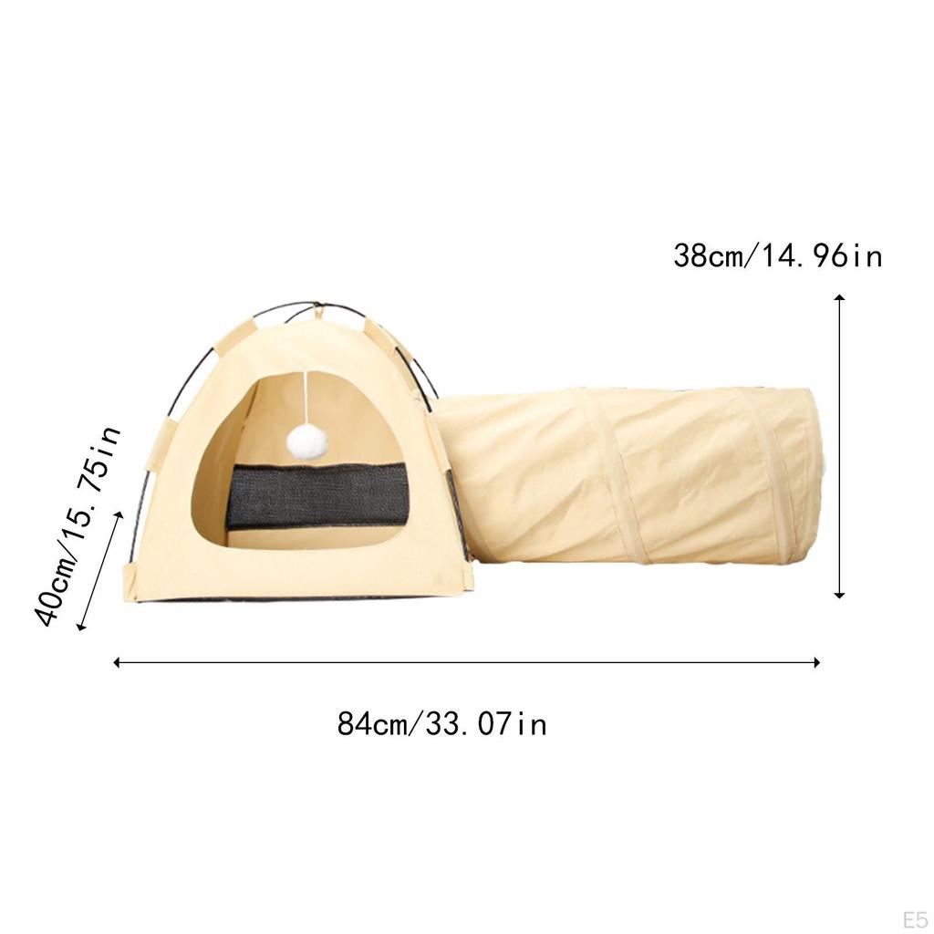 Cat Tent Tunnel Anti Slip Ventilated with Play Ball Portable Hideaway for Indoor Outdoor Small