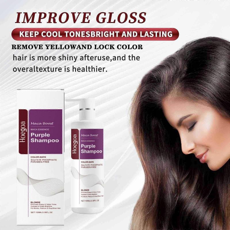 Набор: Фиолетовая маска для волос Maca и фиолетовый шампунь, Фиолетовый шампунь с экстрактом маки, Нейтрализует рыжие и желтые оттенки для осветленных, серебристо-серых, мелированных волос