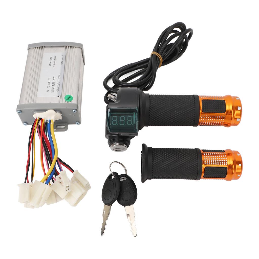 36V 1000W Motor Controller Aluminum Alloy Rubber Electric Bike Controller Throttle Grip Kit with 2 Keys for Electric