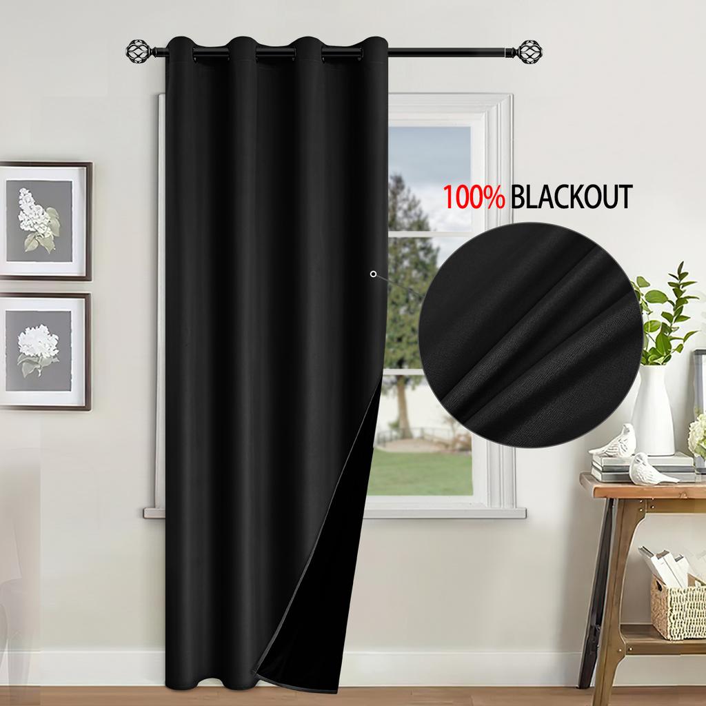 1pc Blackout Curtain with Coated Insulated Lining, Ideal for Living Room, Bedroom, Kitchen, Bathroom, Home Decor, Room Decor