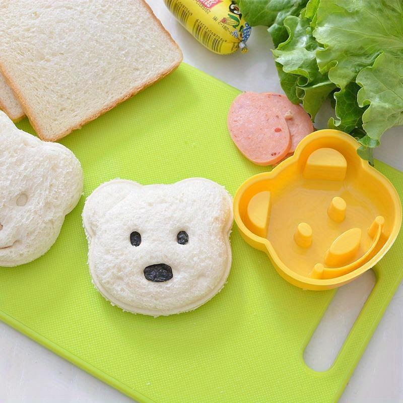 Cartoon Bear Sandwich Mold, Plastic Rice Ball Mold, DIY Breakfast Tools, Food Safe Kitchen Supplies, for School Lunch Box Essentials, Cookie Cutter