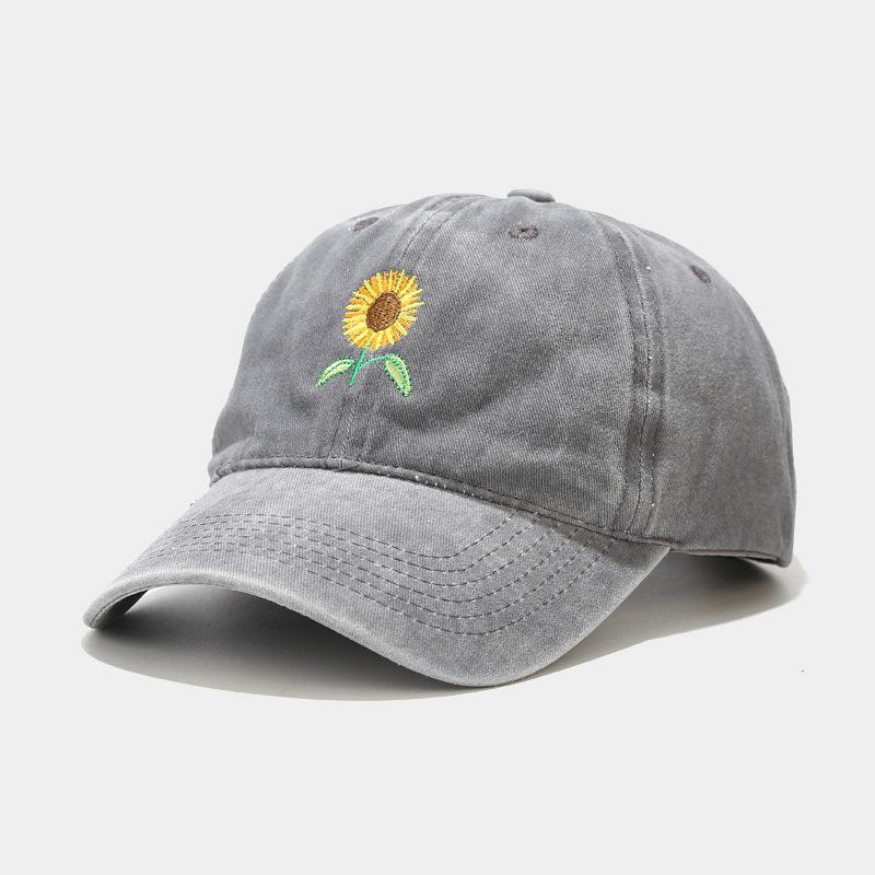 Retro Sunflower Embroidered Baseball Hat Outdoor Travel Men'S And Women'S Adjustable Snap On Hats