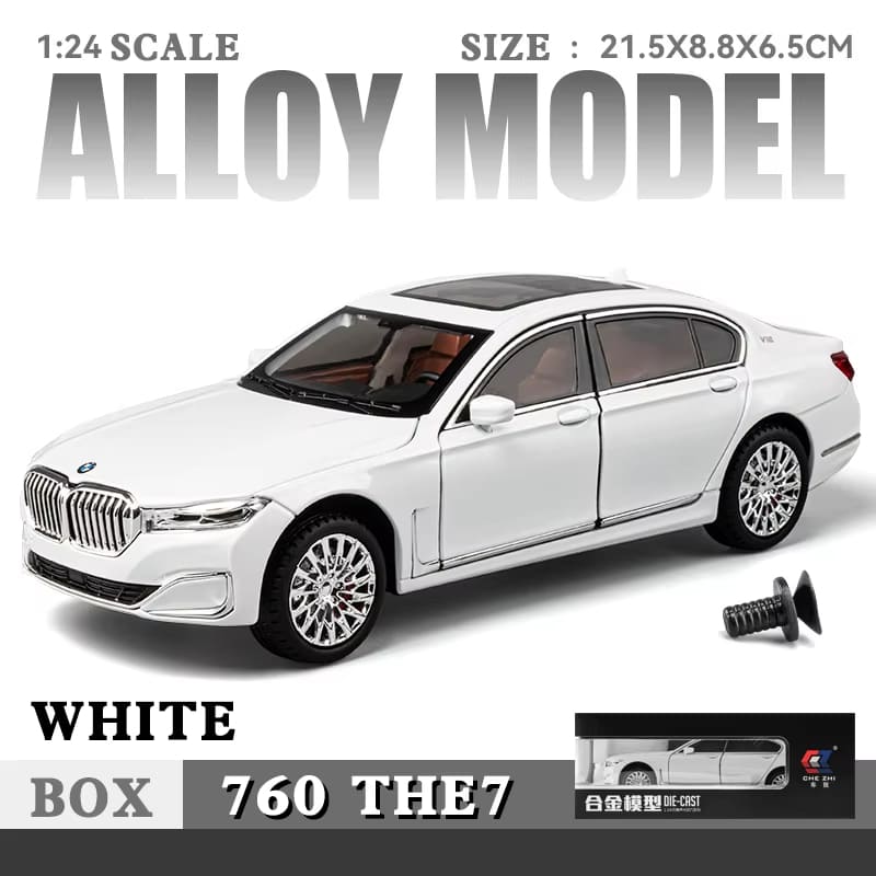 1/24 BMW 760Li Компьютерный настольный орнамент Литой металлический автомобиль Модель Детские игрушки Бутик Украшения Подходит для подростков Подарок