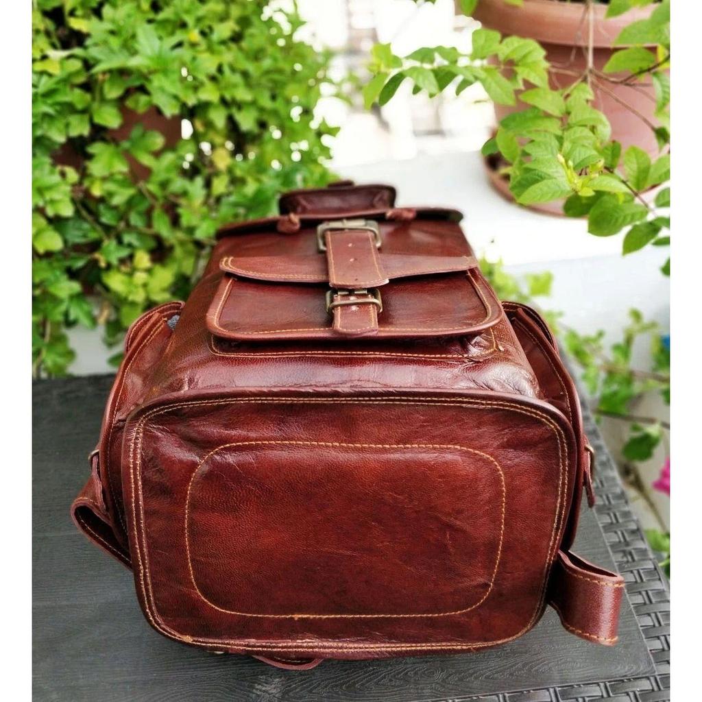 Genuine Leather Backpack Travel Rucksack Vintage Bag Men's New Brown
