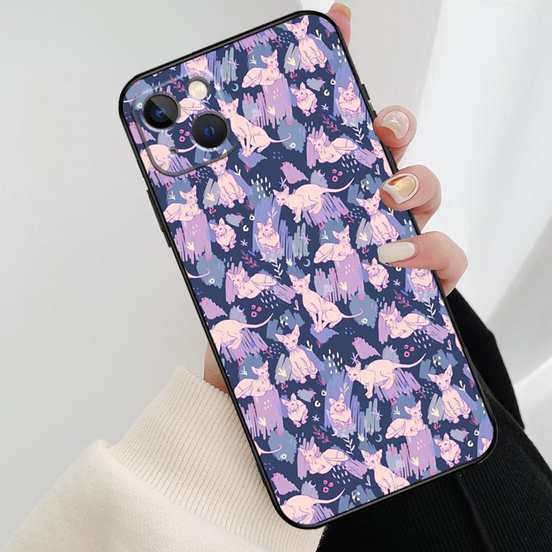 Sphynx Cat Phone Case For iPhone 11 12 13 14 15 16 Pro Max Mini X XR XS Max Plus Cover Funda