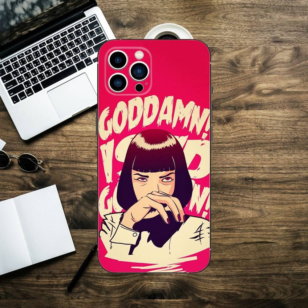 Чехол для телефона с постером фильма «Криминальное чтиво» для iPhone 16,15,14,13,12,11,XS,XR,X,8,7,Pro,Max,Plus,mini Силиконовый Черный Чехол