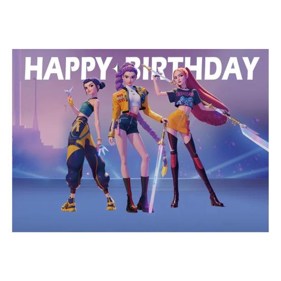 Фоновая ткань Демон Фильм Охотники С Днем Рождения Баннер Задник Подвесная ткань Украшение Детские товары для вечеринки