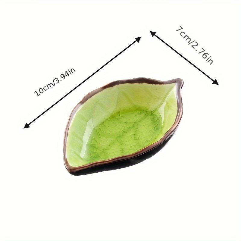 Ceramic Small Dishes Set of 4 Leaves Design Multi-use Kitchen Seasoning Dish Ice Crack Glaze Flavor Dish for Sauce Vinegar