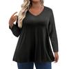 Womens Plus Size Tops Long Sleeve Shirts V Neck Casual Clothing Clothes Solid Color Tops