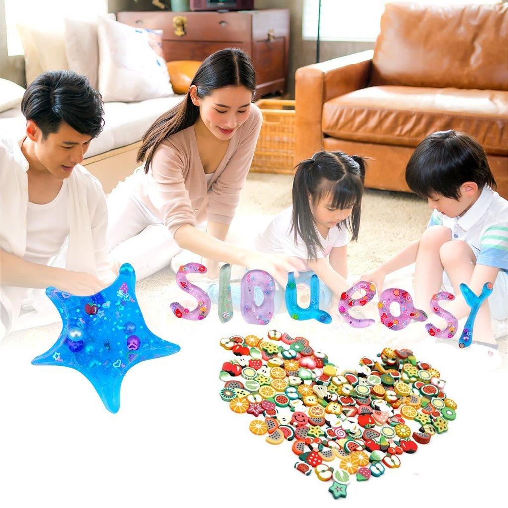 Kvvdi - 4 Pack Colorful Pearl Crystal Slime with Fruit Pack Easter Eggs Slime Putty Fluffy Slime,  Jumbo Mud Slime Toy Easter Basket Stuffers Gift